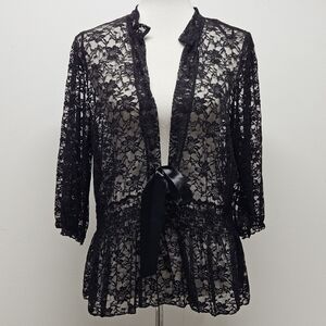 C. O. C. Lace Sheer Top Size 3XL Black Layering Piece Fairy Whimsigoth Gothic